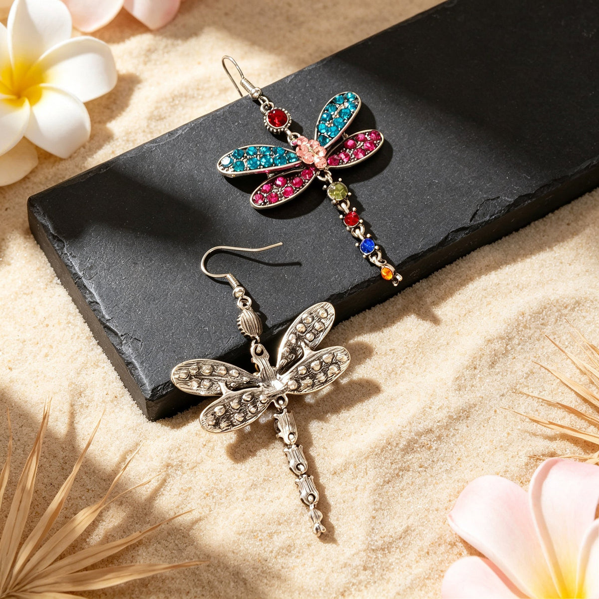 Sparkling Colorful Dragonfly Dangle Earrings Boho Beach Vacation Party Jewelry-2