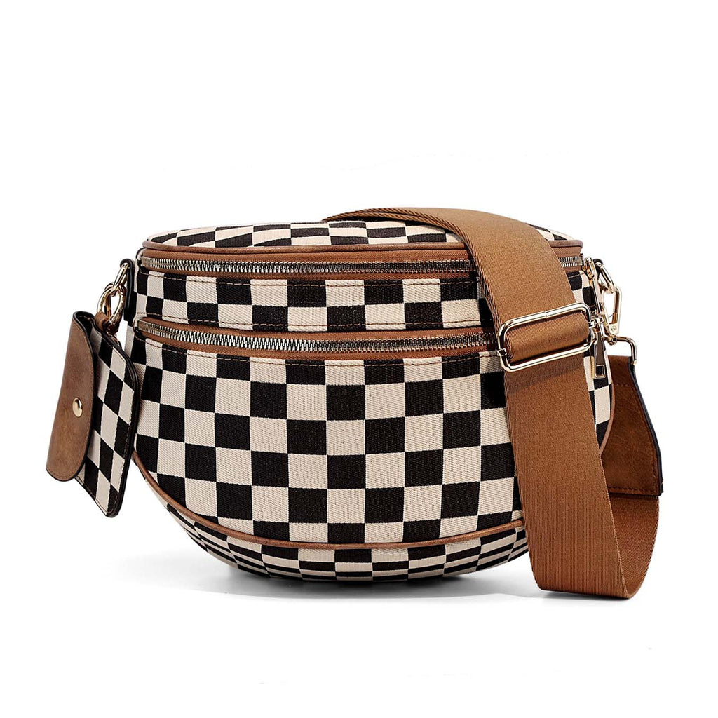 Kaylee Mixed Media Double Zip Crossbody Sling Bag-5