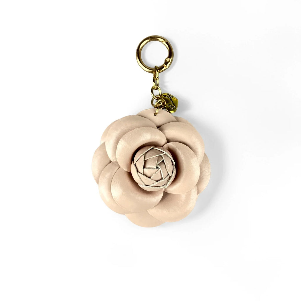 Pink PU Leather Flower Keychain Set for Bag Charm-Handmade Floral Pendant Keyring Accessories for Purse-Daily Mood Booster/Gift