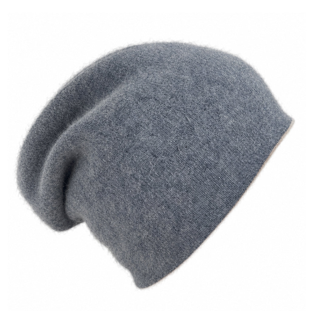 Charcoal + Sand Reversible Cashmere Beanie-3