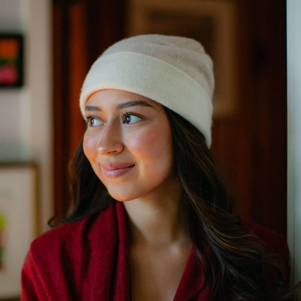 Sandstone Reversible Cashmere Beanie-2