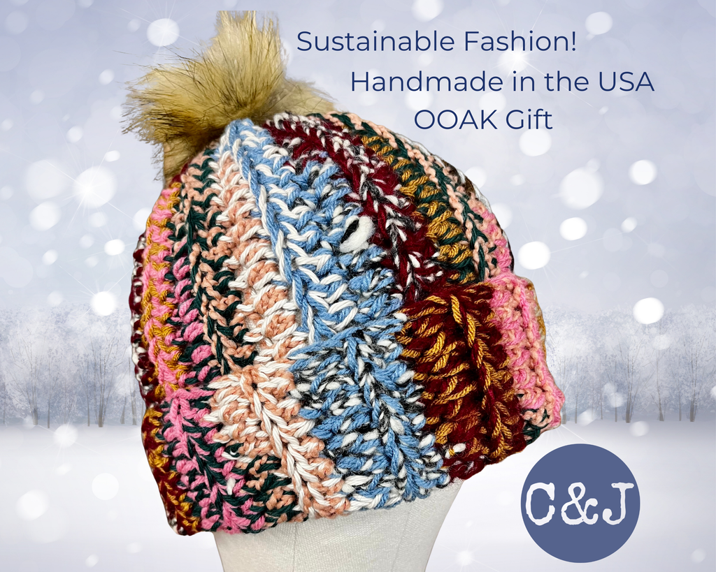 Crochet Beanie for Women, Scrap Yarn