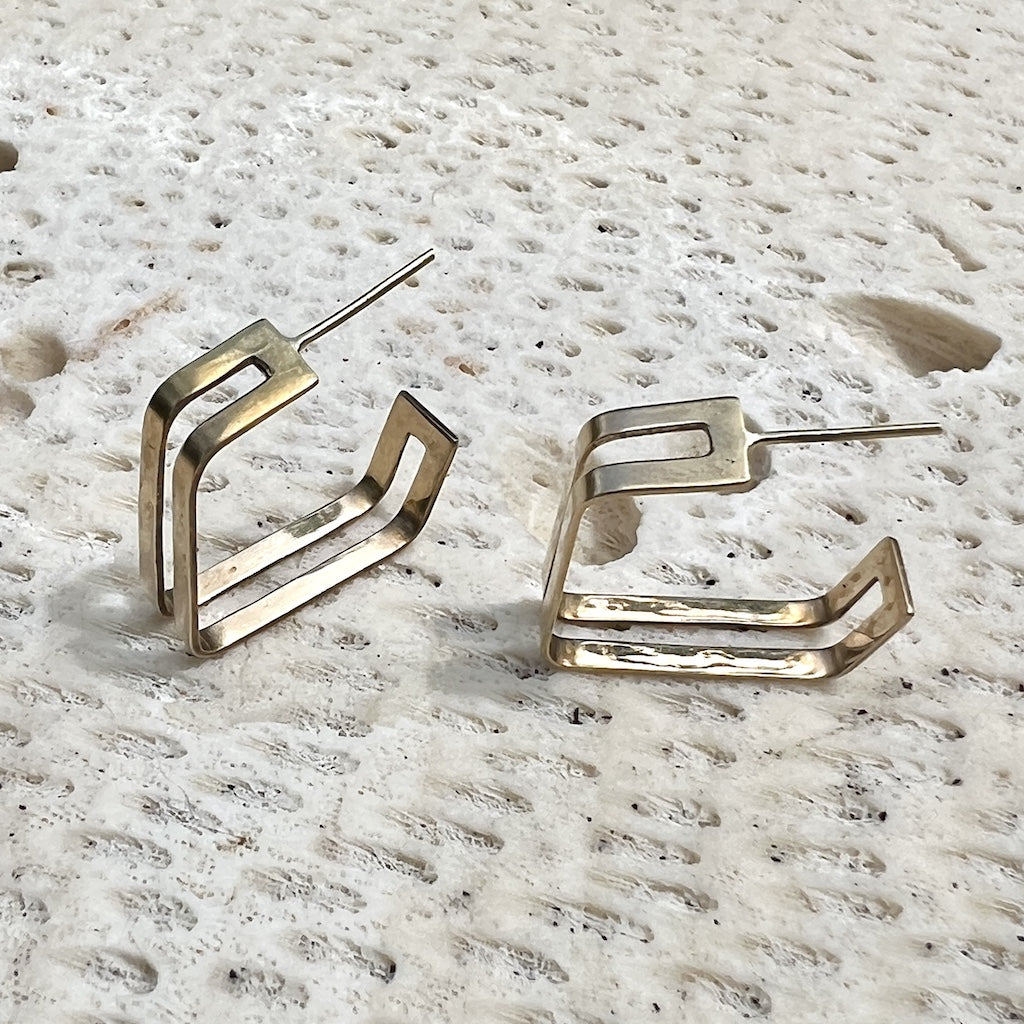 Layered Square Hoop Earrings-1