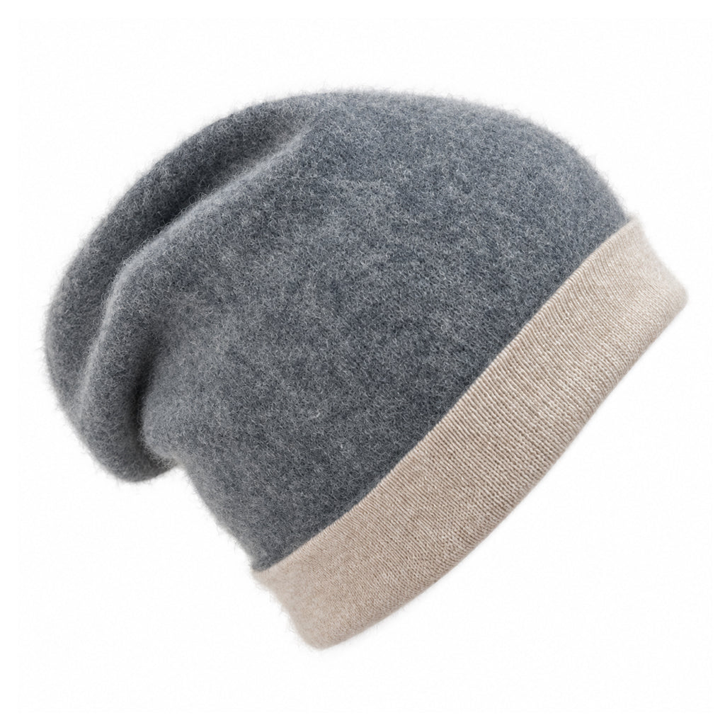 Charcoal + Sand Reversible Cashmere Beanie-0