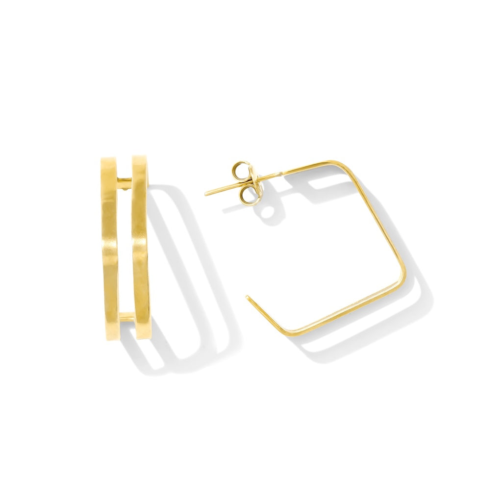 Layered Square Hoop Earrings-0