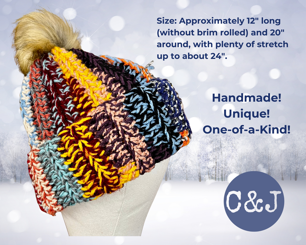 Crochet Beanie for Women, Scrap Yarn